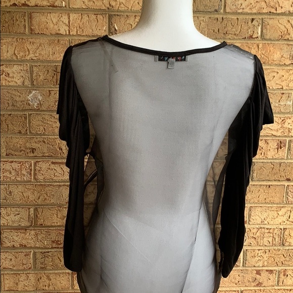 Black Sheer Graphic Bling Shirt. - Picture 4 of 4